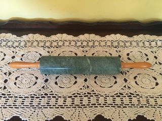 Vintage 18” Green Marble Rolling Pin Cooking