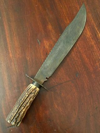 Massive Antique American? Bowie Knife - 12.  5 Inch Blade Civil War 1865?