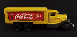 Vintage Yellow,  Red & Black Coca Cola Cast Iron Delivery Truck " Drink Coca Cola "