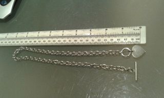 Vintage 925 Sterling Silver T - Bar Heart Toggle Chain Link 17 " Ladies Necklace