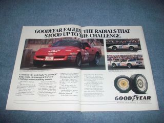 1988 Goodyear Eagle Tires Vintage 2pg Ad Corvette Challenge Center Spread