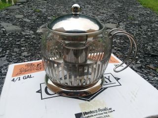 Vintage Stainless Steel And Glass Coffee Pot