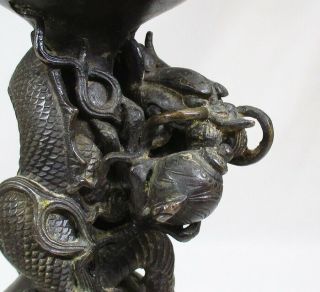 E568: High - class Japanese candlestick of tasteful copper with wonderful dragon 2