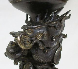 E568: High - class Japanese candlestick of tasteful copper with wonderful dragon 3