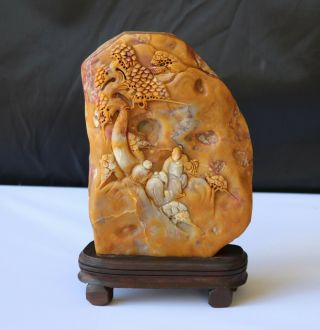 A Chinese Shoushan Soapstone Carved Boulder
