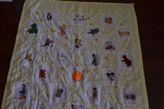 Kids Baby Vintage Quilt Flintstones Disney Looney Tunes 42x58