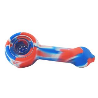 Silicone Pipe With Glass Insert And 4 Layer Herb Grinder