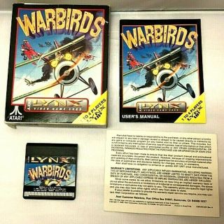 Vintage Atari Lynx Warbirds Video Game Card & Instructions