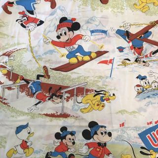Vintage Disney Mickey Mouse Twin Sheet Flat/fit Winter Summer Usa Games