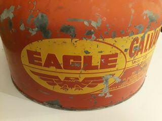 Vintage Eagle 2 1/2 Gallon Galvanized Metal Gas Can Model 502 Empty