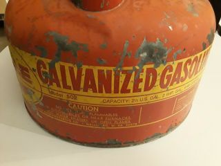 Vintage EAGLE 2 1/2 Gallon Galvanized Metal Gas Can Model 502 Empty 2