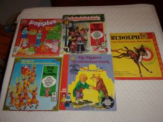 5 Vintage Christmas Book & Record Mr Magoo Popples Richard Rudolph Record