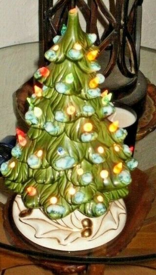 Vintage Holland Mold Green 12 " Ceramic Lighted Christmas Tree