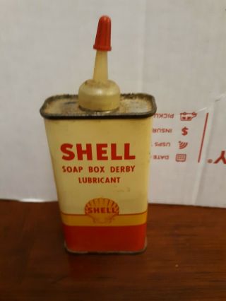 Vintage Shell Soap Box Derby Lubricant Handy Oiler Can