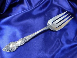 Wallace Meadow Rose Sterling Silver Cold Meat Serving Fork Small - Very Good