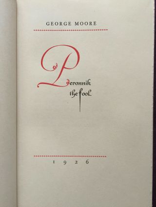 1926 Peronnik The Fool By George Moore - Limited Edition - Private Press