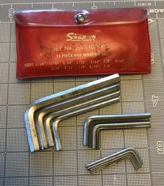 Snap - On Vintage 13 Piece Hex Wrench Set Aw - 1013 - Kc 3/8 - 3/64 Vtg Usa