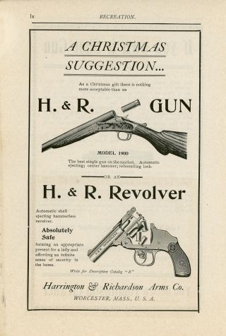 1900 Harrington & Richardson Arms Co.  Ad Shotgun & Hammerless Revolver H&r Guns