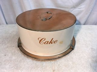 Vintage Retro Decoware Copper & White Metal Cake Carrier 1940s 50s