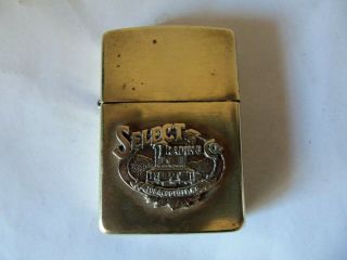 Vintage 1995 Solid Brass Zippo Lighter Select Trading Co Tobaccoville Nc Unlit