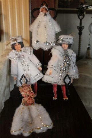 Victorian Die Cut Christmas 4 Girl Paper Doll 