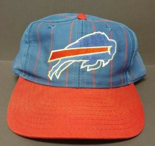 Vintage Nfl Football Buffalo Bills Twill Snap Back Pin Stripe Snapback Hat Cap
