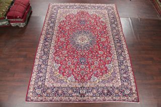 Vintage Traditional Floral Najafabad Hand Knotted Area Rug Red Living Room 10x13 2