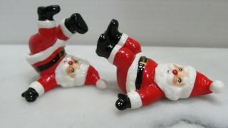 2 Vintage Fitz And Floyd Tumbling Santa Figurines Christmas 1976 Japan