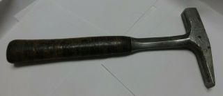 Vintage Malco Sheet Metal Setting Hammer 18 Oz Polished Sh - 3 Leather Handle