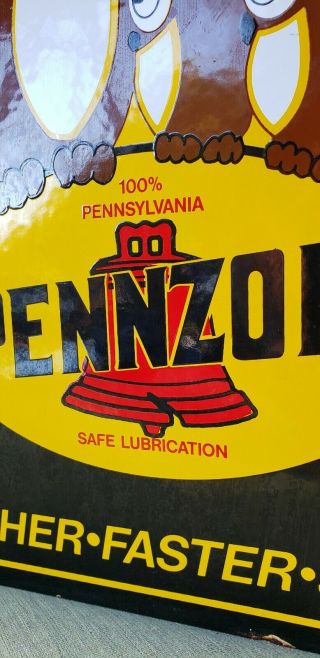 PENNZOIL OIL WISE porcelain sign store can display rack plate vintage brand 3