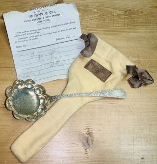 Extremely Rare 1942 Tiffany Sterling Sugar Sifter In Orig Pouch,  Orig Receipt