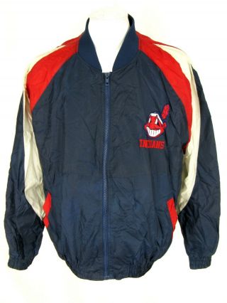 Vintage Cleveland Indians 1990 ' s Baseball Windbreaker Jacket Men Lareg L 2