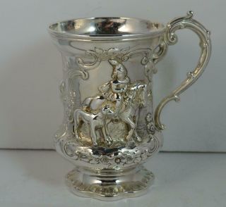 Impressive Mid Victorian Sterling Silver Christening Cup Or Tankard