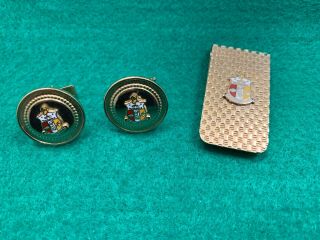 Vintage Kappa Alpha Psi Fraternity Cuff Links And Money Clip