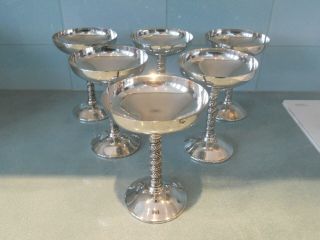 6 Vintage Silver Plated Goblets / Champagne Glass / Sundae Dishes Wedding Table