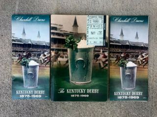 (3) Different 1969 Kentucky Derby Programs & Ticket Stub Horse Racing Programs