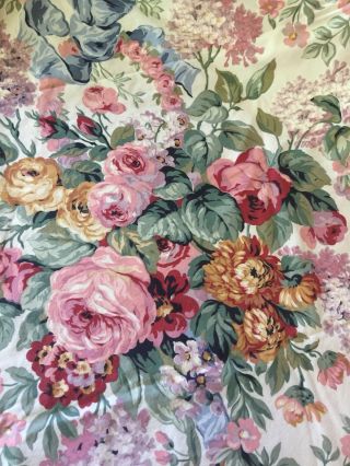Vtg Ralph Lauren Allison Cottage Floral King Flat Sheet 100 Cotton Usa Made