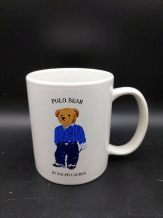 Vintage Royal Golf Teddy Bear Ralph Lauren Polo Coffee Mug 1997 Business Bear