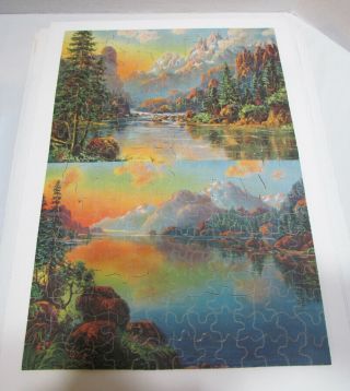 Forest Lake Nature Vintage Duo Double Scene Jigsaw Jig Saw Picture Puzzle