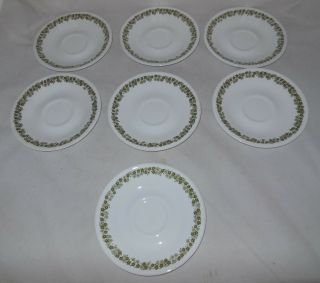 Vintage Pyrex Corelle Ware Green Crazy Daisy Spring Blossom 7 Saucers