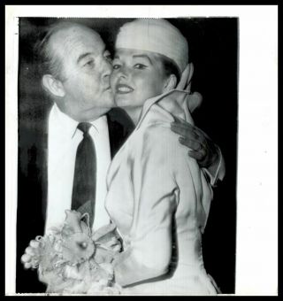 1962 Broderick Crawford & Joan Tabor Wed Vintage Wire Photo Highway Patrol