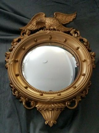 Vintage Syroco Federal Eagle Mirror Gold With Convex Glass 21 " X 15 " 4007