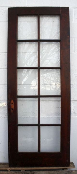 30 " X79.  5 " Antique Vintage Solid Wood Wooden French Door Window Wavy Glass Lites