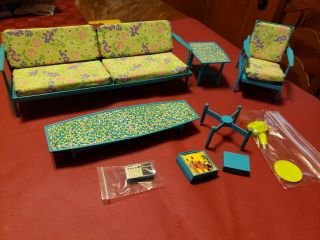 Vintage Barbie Go Together Sofa And Chair Set With.  Teal Green