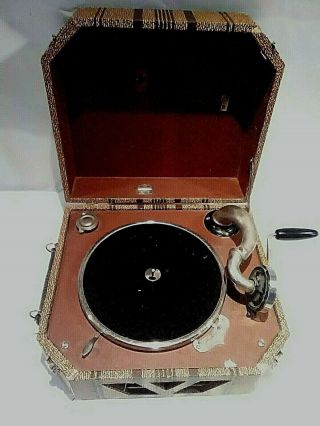 Antique Vintage Excelsior Hand Crank Phonograph 78 Rpm Record Player