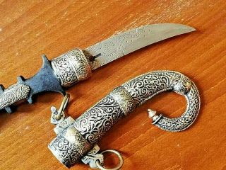 Huge Antique Kurdish Islamic Old Dagger Silver Damascus Wootz Knife Sword Turkis