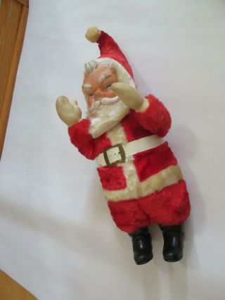 Vintage Christmas SANTA CLAUS Doll Plush Toy Figure Rubber Face Hands (S289) 2
