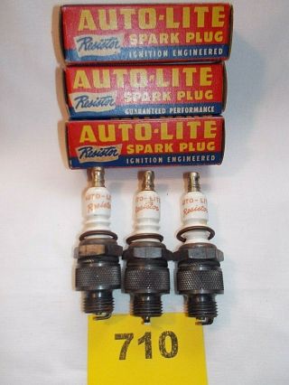 Vintage Antique Auto - Lite Ar - 8 Set Of 3 Spark Plug 14mm Hex 13/16 " Nos 710