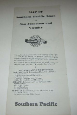 1939 S.  P.  Railroad - Map Of San Francisco & Vicinity Ggie Expo Treasure Island