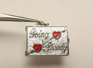 Vintage Going Steady Heart Photo Locket Sterling Silver 925 Charm Pendant